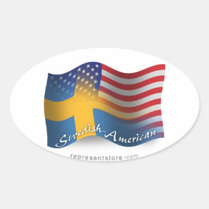 Zweeds-Amerikaanse golfvlag Ovale Sticker