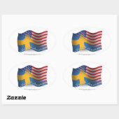 Zweeds-Amerikaanse golfvlag Ovale Sticker (Vel)