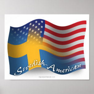 Zweeds-Amerikaanse golfvlag Poster