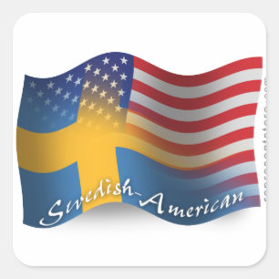 Zweeds-Amerikaanse golfvlag Vierkante Sticker
