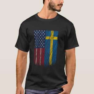 Zweeds-Amerikaanse vlag Zweden-Amerika Vlaggentrot T-shirt