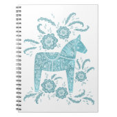 Zweeds Dala Horse Blauwgroen en White Notitieboek (Voorkant)