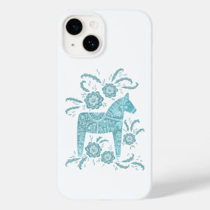 Zweeds Dala Horse Blauwgroen Groen Case-Mate iPhone 14 Hoesje