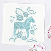 Zweeds Dala Horse Blauwgroen groen en wit