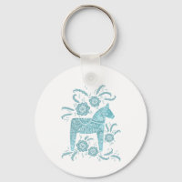 Zweeds Dala Horse Blauwgroen groen en wit