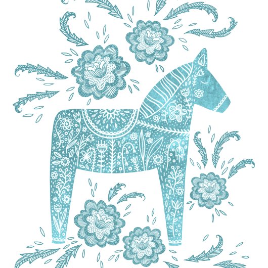 Zweeds Dala Horse Blauwgroen Groen T-shirt