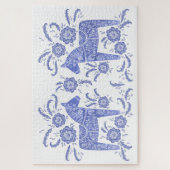 Zweeds Dala Horse Blue en White Legpuzzel (Verticaal)