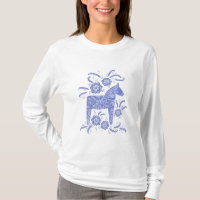 Zweeds Dala Horse Blue en White T-Shirt