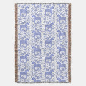 Zweeds Dala Horse Blue en White Throw Blanket Deken (Voorkant Verticaal)