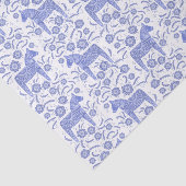 Zweeds Dala Horse Blue en White Tissuepapier (Detail)