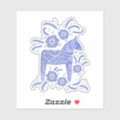 Zweeds Dala Horse Blue Sticker (Vel)