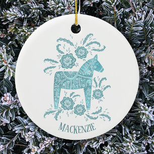 Zweeds Dala Horse Custom Name Folk Art Keramisch Ornament