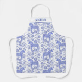 Zweeds Dala Horse Folk Art Blue Custom Name Schort (Voorkant)