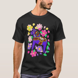 Zweeds Dala Horse Folk Zweden vlag Dalahelmsoljd T-shirt