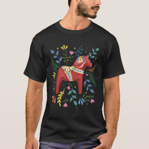 Zweeds Dala Horse Folk Zweden vlag Dalahelmsoljd T-shirt