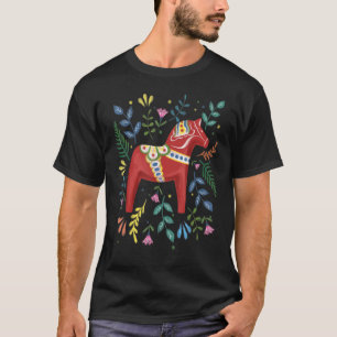 Zweeds Dala Horse Folk Zweden vlag Dalahelmsoljd T-shirt