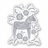 Zweeds Dala Horse Gray Sticker (Voorkant)