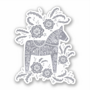 Zweeds Dala Horse Gray Sticker