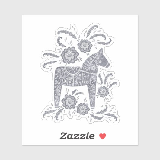 Zweeds Dala Horse Gray Sticker (Vel)
