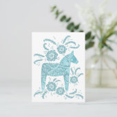 Zweeds Dala Horse Green en White Briefkaart (Staand voorkant)