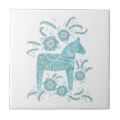 Zweeds Dala Horse Green en White Ceramic Tile Tegeltje (Voorkant)