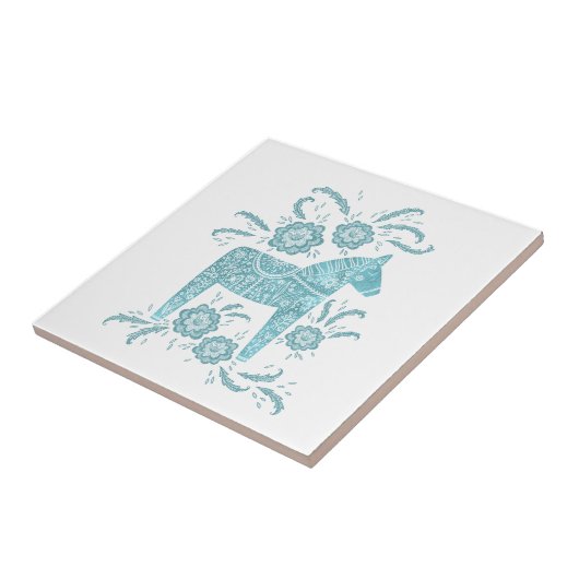 Zweeds Dala Horse Green en White Ceramic Tile Tegeltje (Zijkant)