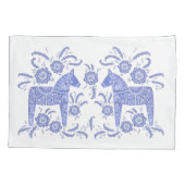 Zweeds Dala Horse Indigo Blue en White Kussensloop (Achterkant-Links)