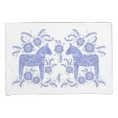 Zweeds Dala Horse Indigo Blue en White Kussensloop (Voorkant-Rechts)