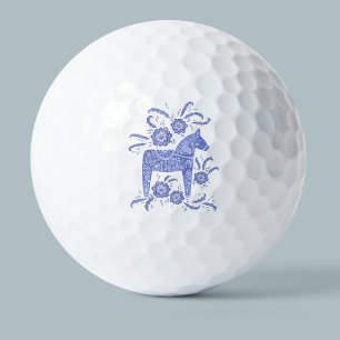 Zweeds Dala Horse indigo Blue Folk Art Golf Balls Golfballen