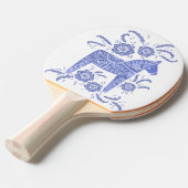 Zweeds Dala Horse Indigo Blue Folk Art Tafeltennisbatje (Voorkant Gekanteld)