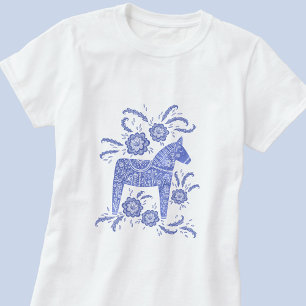 Zweeds Dala Horse Indigo Blue T-shirt