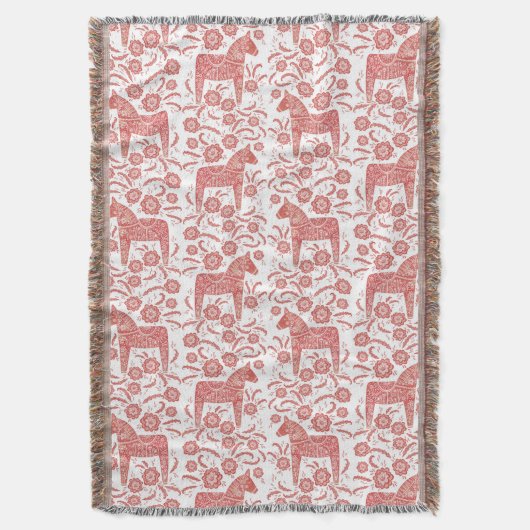 Zweeds Dala Horse Red en White Deken (Voorkant Verticaal)