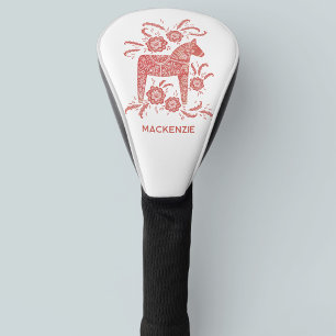Zweeds Dala Horse Red en White, gepersonaliseerd Golfheadcover