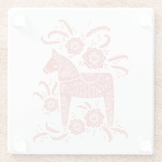 Zweeds Dala Horse Red en White Glazen Onderzetter (Achterkant)