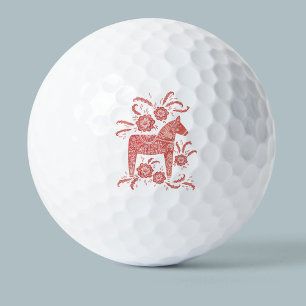 Zweeds Dala Horse Red en White Golfballen
