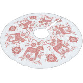 Zweeds Dala Horse Red en White Kerstboom Rok (Gekanteld)