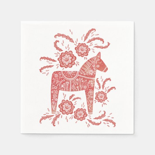 Zweeds Dala Horse Red en White Servet (Voorkant)