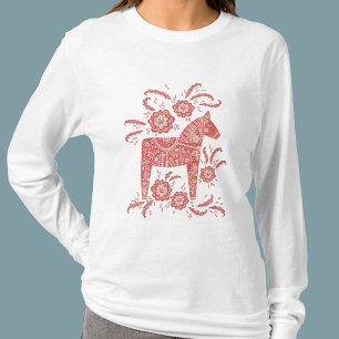 Zweeds Dala Horse Red en White T-shirt