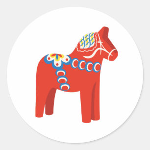 Zweeds Dala Horse Ronde Sticker