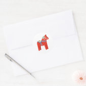 Zweeds Dala Horse Ronde Sticker (Envelop)
