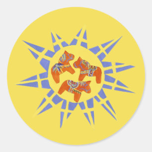 Zweeds Dala Horse Ronde Sticker