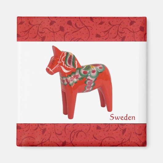 Zweeds Dala Horse Scandinavian Magneet (Voorkant)
