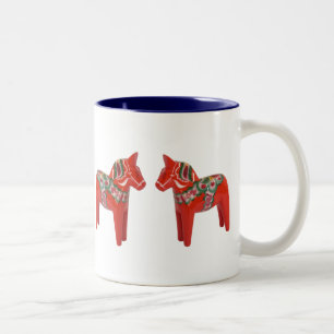 Zweeds Dala Horse Scandinavian Tweekleurige Koffiemok