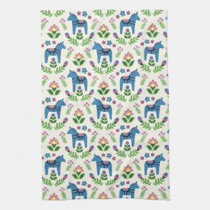 Zweeds Dala Horses Blue Theedoek