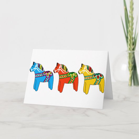 Zweeds Dala Horses Feestdagen Kaart (Voorkant)