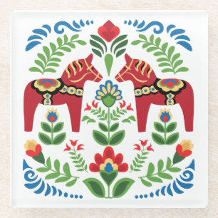 Zweeds Dala Horses Red Glazen Onderzetter