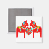 Zweeds Dala Horses w Heart Magneet (Voorkant / Achterkant)