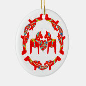 Zweeds Dala Horses w Hearts Ornament (Rechts)