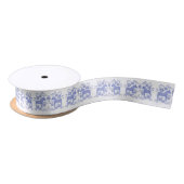 Zweeds Dala Paard Blauw en Wit Folk Art Lint (Spoel)