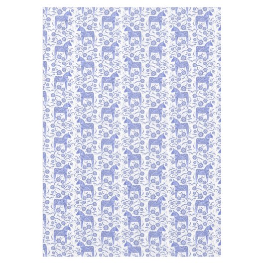 Zweeds Dala Paard Blauw en Wit Tafelkleed (Voorkant)